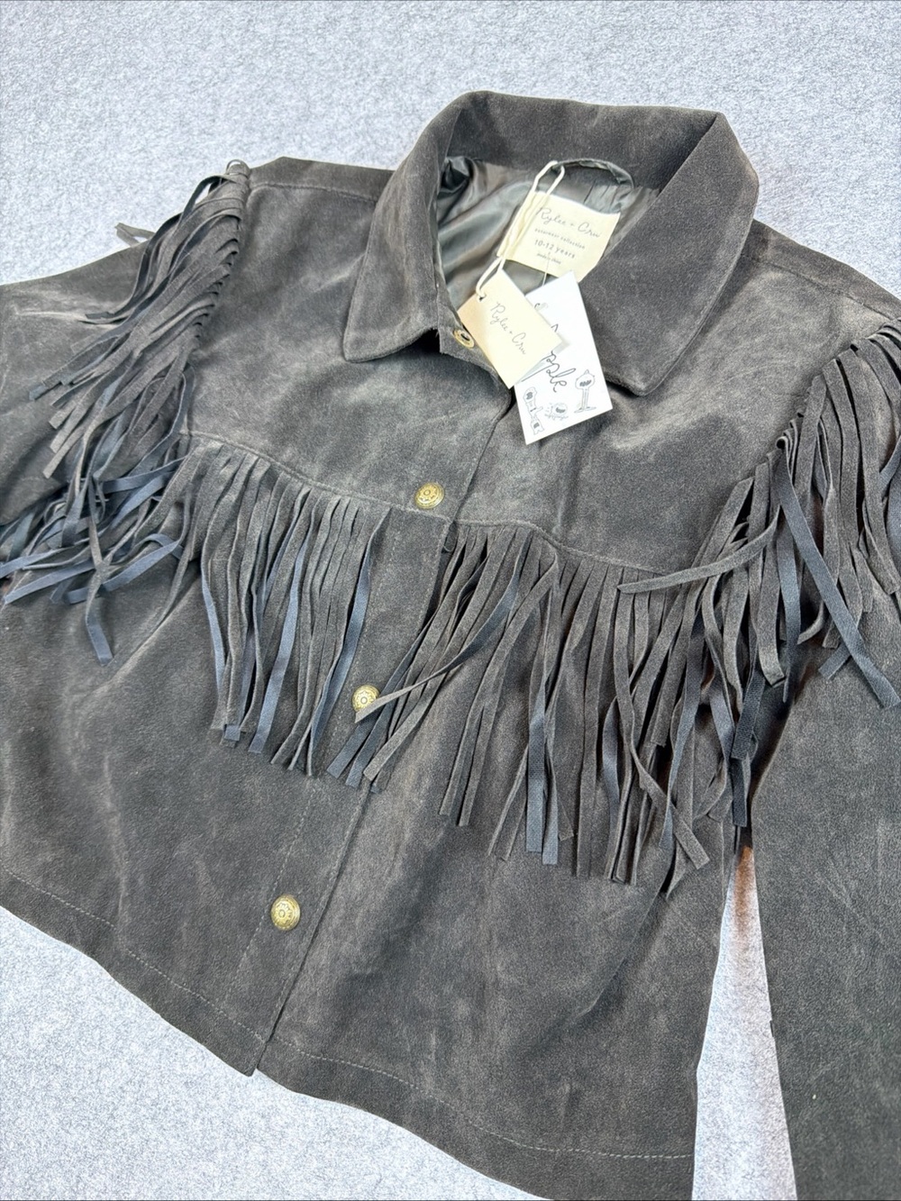 Rylee + Cru Black Suede Fringe Jacket